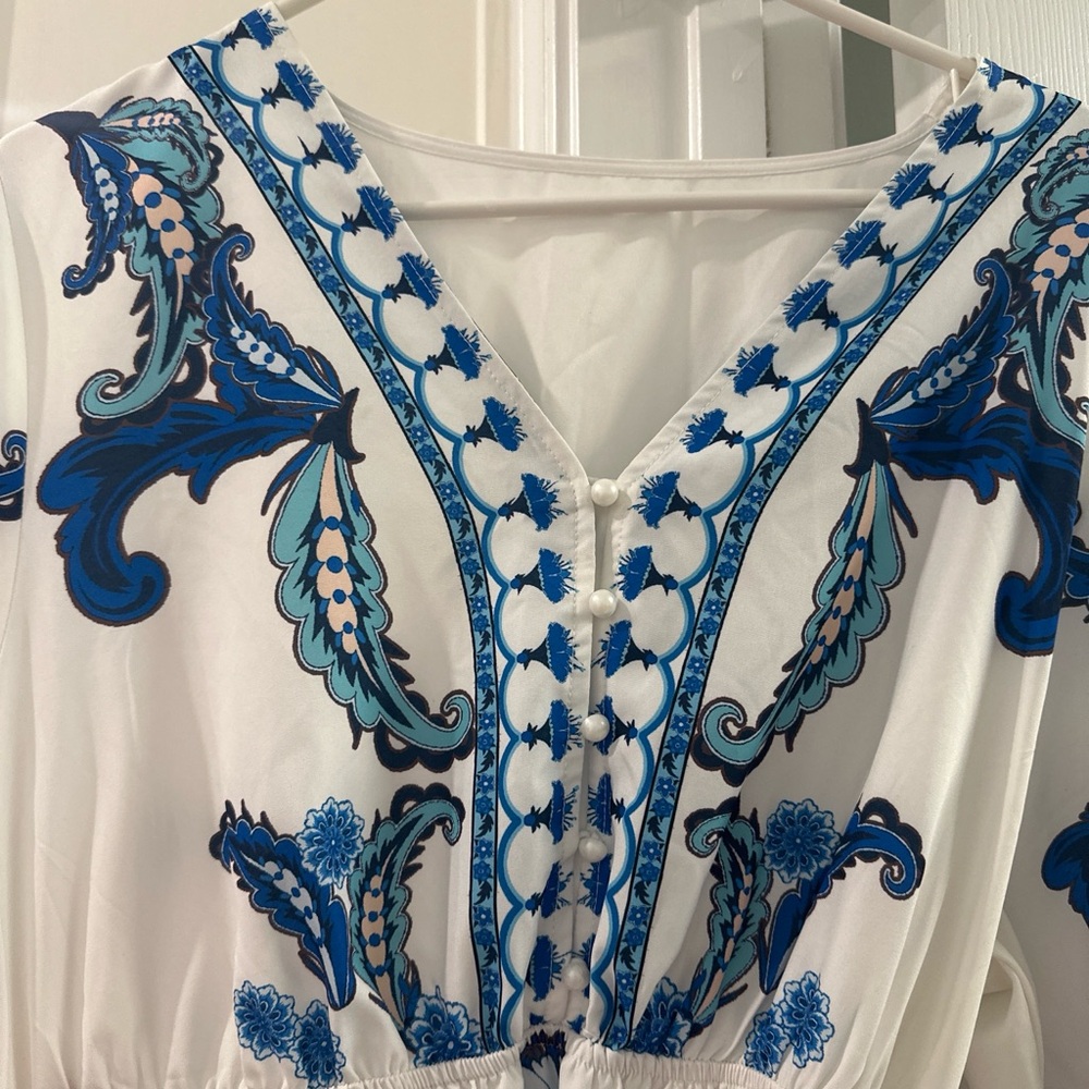 Cupshe Blue and White Midi Dress